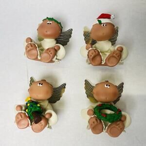 Vintage KIRKS KRITTERS ANGEL CHEEKS Christmas Figurines Ornaments Set of 4